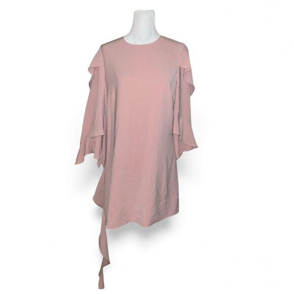 ALEXIS Dusty Rose Sofie Dress Small Ruffle High Neck Lined Classy - Picture 1 of 8